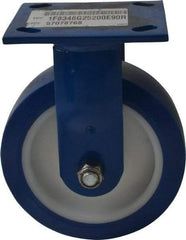 E.R. Wagner - 6" Diam x 2" Wide x 7-1/2" OAH Top Plate Mount Rigid Caster - Polyurethane, 900 Lb Capacity, Delrin Bearing, 4 x 4-1/2" Plate - Americas Industrial Supply