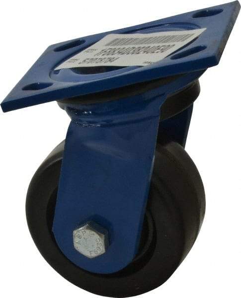 E.R. Wagner - 4" Diam x 2" Wide x 5-5/8" OAH Top Plate Mount Swivel Caster - Phenolic, 800 Lb Capacity, Delrin Bearing, 4 x 4-1/2" Plate - Americas Industrial Supply
