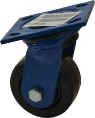 E.R. Wagner - 4" Diam x 2" Wide x 5-5/8" OAH Top Plate Mount Swivel Caster - Phenolic, 800 Lb Capacity, Delrin Bearing, 4 x 4-1/2" Plate - Americas Industrial Supply
