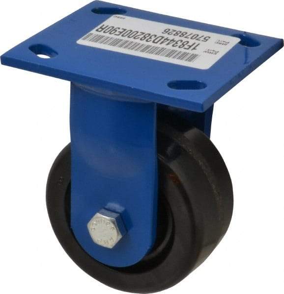 E.R. Wagner - 4" Diam x 2" Wide x 5-5/8" OAH Top Plate Mount Rigid Caster - Phenolic, 800 Lb Capacity, Delrin Bearing, 4 x 4-1/2" Plate - Americas Industrial Supply