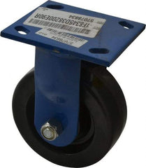 E.R. Wagner - 5" Diam x 2" Wide x 6-1/2" OAH Top Plate Mount Rigid Caster - Phenolic, 900 Lb Capacity, Delrin Bearing, 4 x 4-1/2" Plate - Americas Industrial Supply