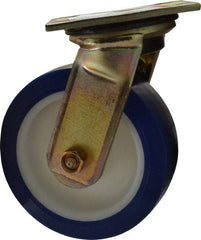 E.R. Wagner - 6" Diam x 2" Wide x 7-1/2" OAH Top Plate Mount Swivel Caster - Polyurethane, 900 Lb Capacity, Delrin Bearing, 3-3/4 x 4-5/8" Plate - Americas Industrial Supply