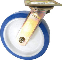 E.R. Wagner - 8" Diam x 2" Wide x 9-1/2" OAH Top Plate Mount Swivel Caster - Polyurethane, 900 Lb Capacity, Delrin Bearing, 4 x 4-1/2" Plate - Americas Industrial Supply