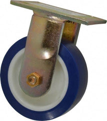 E.R. Wagner - 5" Diam x 2" Wide x 6-1/2" OAH Top Plate Mount Rigid Caster - Polyurethane, 750 Lb Capacity, Delrin Bearing, 4 x 4-1/2" Plate - Americas Industrial Supply
