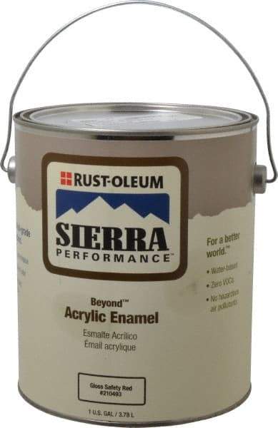 Rust-Oleum - 1 Gal Safety Red Semi Gloss Finish Acrylic Enamel Paint - Interior/Exterior, <0 gL VOC Compliance - Americas Industrial Supply