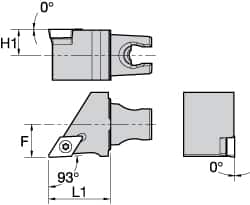 Kennametal - Left Hand Cut, Size KM25, DC.. Insert Compatiblity, External Modular Turning & Profiling Cutting Unit Head - 16mm Ctr to Cutting Edge, 30mm Head Length, Through Coolant, Series Screw-On - Americas Industrial Supply