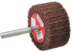 Superior Abrasives - 2" Diam x 1" Face Width, Very Fine Aluminum Oxide Coated Mounted Flap Wheel - 1/4" Shank Mount, 180 Grit, Interleaf, 12,000 Max RPM - Americas Industrial Supply