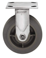 Albion - 8" Diam x 2" Wide x 9-1/2" OAH Top Plate Mount Rigid Caster - Phenolic, 1,200 Lb Capacity, Delrin Bearing, 4 x 4-1/2" Plate - Americas Industrial Supply