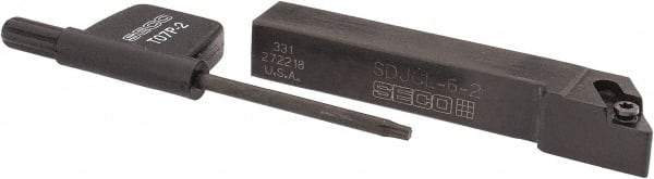 Seco - SDJC, Left Hand Cut, -3° Lead Angle, 3/8" Shank Height x 3/8" Shank Width, Neutral Rake Indexable Turning Toolholder - 2-1/2" OAL, DC..21.5. Insert Compatibility, Series Screw Lock - Americas Industrial Supply