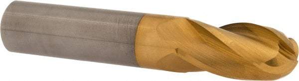 Atrax - 5/8" Diam, 1-1/4" LOC, 4 Flute Solid Carbide Ball End Mill - TiN Finish, Single End, 3-1/2" OAL, 5/8" Shank Diam - Americas Industrial Supply