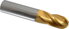 Atrax - 3/4" Diam, 1-1/2" LOC, 4 Flute Solid Carbide Ball End Mill - TiN Finish, Single End, 4" OAL, 3/4" Shank Diam - Americas Industrial Supply