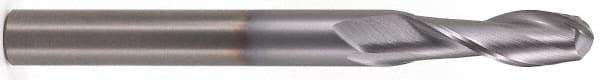 Atrax - 3/4" Diam, 1-1/2" LOC, 2 Flute Solid Carbide Ball End Mill - TiN Finish, Single End, 4" OAL, 3/4" Shank Diam - Americas Industrial Supply