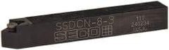 Seco - SSDC, Neutral Cut, 0° Lead Angle, 1/2" Shank Height x 1/2" Shank Width, Neutral Rake Indexable Turning Toolholder - 3-1/2" OAL, SC..32.5. Insert Compatibility, Series Screw Lock - Americas Industrial Supply