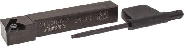 Seco - STGC, Right Hand Cut, 3/8" Shank Height x 3/8" Shank Width, Neutral Rake Indexable Turning Toolholder - 2-1/2" OAL, TC..21.5. Insert Compatibility, Series Screw Lock - Americas Industrial Supply