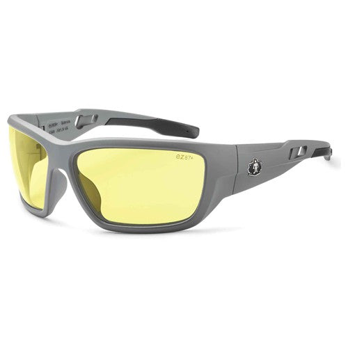 Baldr Yellow Lens Matte Gray Safety Glasses - Americas Industrial Supply