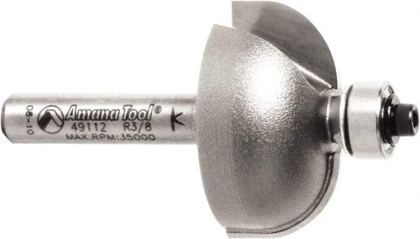 Amana Tool - 1-1/8" Cut Diam, 9/16" Length of Cut, 2 Flute Cove Edge Profile Router Bit - Carbide-Tipped, 1/4" Shank Diam, 2" OAL, Uncoated - Americas Industrial Supply