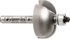 Amana Tool - 1-1/8" Cut Diam, 9/16" Length of Cut, 2 Flute Cove Edge Profile Router Bit - Carbide-Tipped, 1/4" Shank Diam, 2" OAL, Uncoated - Americas Industrial Supply