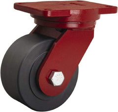 Hamilton - 6" Diam x 3" Wide x 8-1/2" OAH Top Plate Mount Swivel Caster - Nylon, 5,000 Lb Capacity, Sealed Precision Ball Bearing, 6-1/8 x 7-1/2" Plate - Americas Industrial Supply