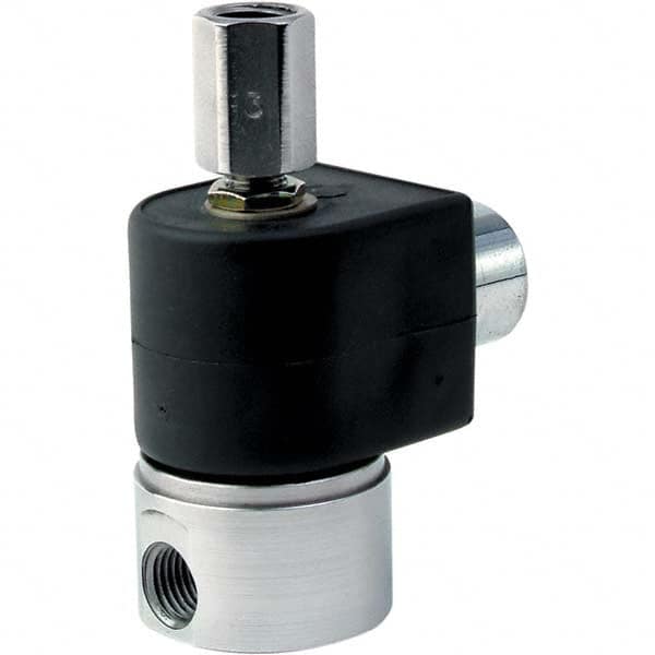 Parker - 120/60 - 110/50 VAC 1/4" NPT Port Stainless Steel Three-Way Direct Acting Solenoid Valve - Americas Industrial Supply