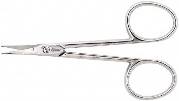 Clauss - 1" LOC, 3-11/16" OAL Chrome Plated Curved Scissors - Steel Handle, For Paper, Fabric - Americas Industrial Supply