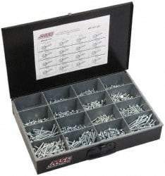 Value Collection - 970 Piece, #6-1/2 to #14 - 2-1/2, Steel Set Screw Assortment - Hex Head, Hex Drive, 1/2 to 2-1/2" Long, Zinc-Plated Finish - Americas Industrial Supply