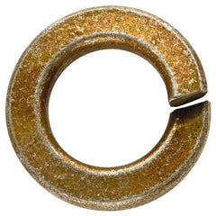 Made in USA - 1/2", 1/8" Thick Split Lock Washer - 1060 Spring Steel, Zinc Yellow Dichromate Finish, 0.502" Min ID, 0.512" Max ID, 0.889" Max OD - Americas Industrial Supply