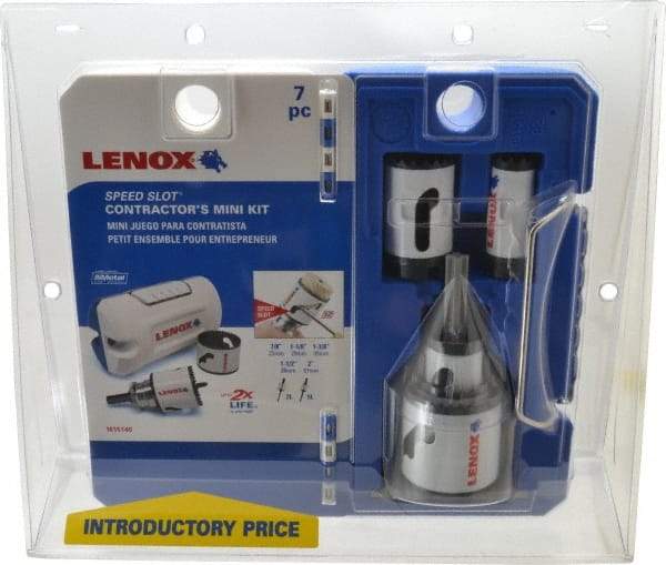 Lenox - 7 Piece, 7/8" to 2" Saw Diam, Contractor's Hole Saw Kit - Bi-Metal, Toothed Edge, Includes 5 Hole Saws - Americas Industrial Supply