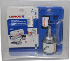 Lenox - 7 Piece, 1-1/4" to 2-1/2" Saw Diam, Plumber's Hole Saw Kit - Bi-Metal, Toothed Edge, Includes 5 Hole Saws - Americas Industrial Supply