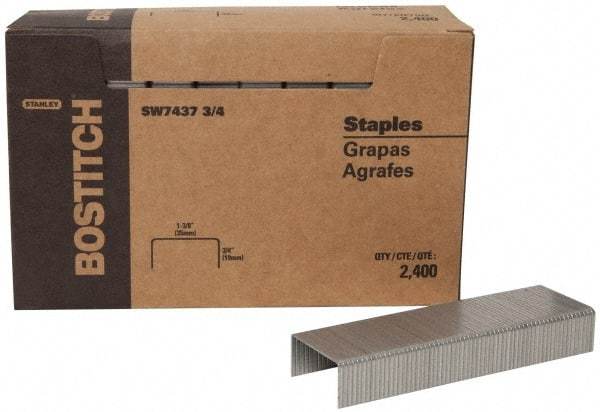 Stanley Bostitch - 1-3/8" Wide Steel Crown Staples - 5/8" Leg Length - Americas Industrial Supply