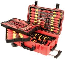 Wiha - 80 Piece Insulated Hand Tool Set - Comes in Molded Rolling Custom Tool Box - Americas Industrial Supply