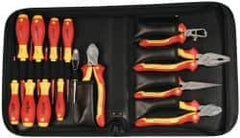 Wiha - 14 Piece Insulated Hand Tool Set - Comes in Zippered Carrying Case - Americas Industrial Supply