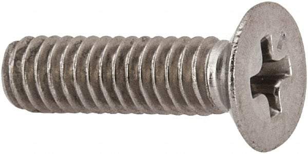 Made in USA - #8-32 UNC, 5/8" OAL Phillips Drive Machine Screw - Flat Head, Grade 18-8 Stainless Steel, Passivated Finish, Without Washer - Americas Industrial Supply