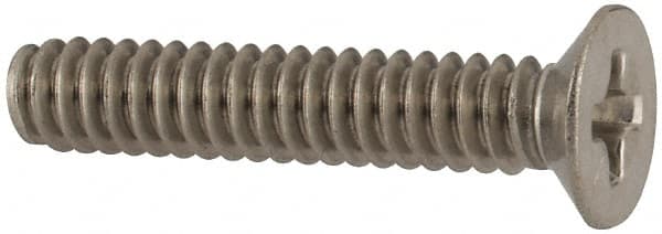 Made in USA - #6-32 UNC, 3/4" OAL Phillips Drive Machine Screw - Flat Head, Grade 18-8 Stainless Steel, Passivated Finish, Without Washer - Americas Industrial Supply