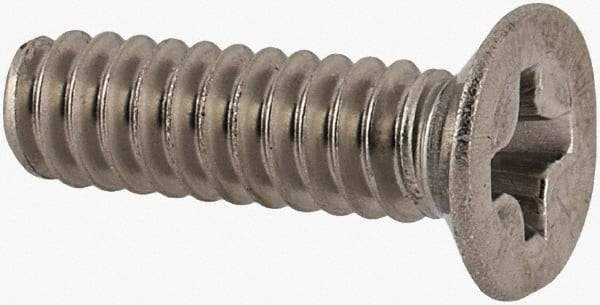 Made in USA - #6-32 UNC, 1/2" OAL Phillips Drive Machine Screw - Flat Head, Grade 18-8 Stainless Steel, Passivated Finish, Without Washer - Americas Industrial Supply