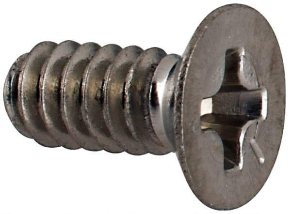 Made in USA - #6-32 UNC, 5/16" OAL Phillips Drive Machine Screw - Flat Head, Grade 18-8 Stainless Steel, Passivated Finish, Without Washer - Americas Industrial Supply