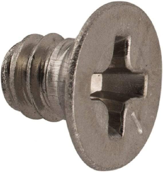 Made in USA - #6-32 UNC, 3/16" OAL Phillips Drive Machine Screw - Flat Head, Grade 18-8 Stainless Steel, Passivated Finish, Without Washer - Americas Industrial Supply