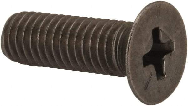Made in USA - #10-32 UNF, 5/8" OAL Phillips Drive Machine Screw - Flat Head, Grade 18-8 Stainless Steel, Passivated Finish, Without Washer - Americas Industrial Supply
