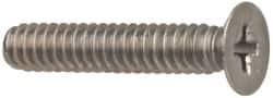 Made in USA - 1/4-20 UNC, 1-1/8" OAL Phillips Drive Machine Screw - Flat Head, Grade 18-8 Stainless Steel, Passivated Finish, Without Washer - Americas Industrial Supply