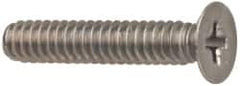 Made in USA - #8-32 UNC, 3/4" OAL Phillips Drive Machine Screw - Flat Head, Grade 18-8 Stainless Steel, Passivated Finish, Without Washer - Americas Industrial Supply