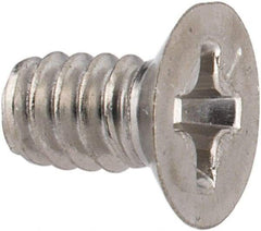 Made in USA - #6-32 UNC, 1/4" OAL Phillips Drive Machine Screw - Flat Head, Grade 18-8 Stainless Steel, Passivated Finish, Without Washer - Americas Industrial Supply