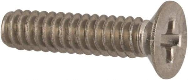 Made in USA - #4-40 UNC, 1/2" OAL Phillips Drive Machine Screw - Flat Head, Grade 18-8 Stainless Steel, Passivated Finish, Without Washer - Americas Industrial Supply