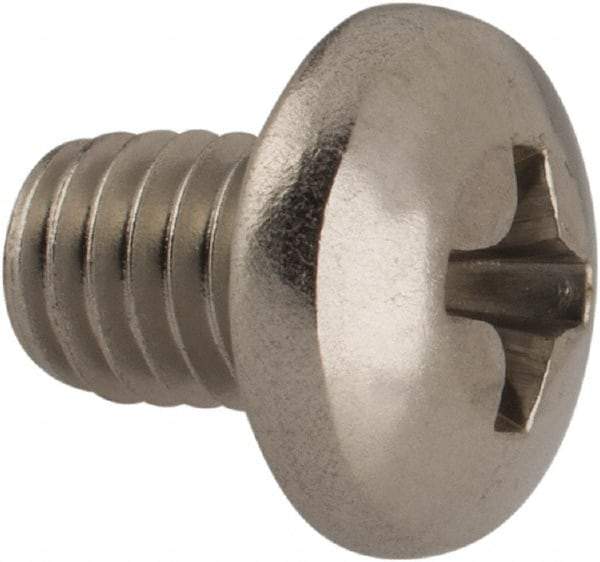 Made in USA - #10-32 UNF, 1/4" Length Under Head Phillips Drive Machine Screw - Pan Head, Grade 18-8 Stainless Steel, Black Oxide Finish, Without Washer - Americas Industrial Supply