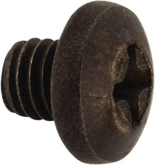 Made in USA - #10-32 UNF, 3/16" Length Under Head Phillips Drive Machine Screw - Pan Head, Grade 18-8 Stainless Steel, Black Oxide Finish, Without Washer - Americas Industrial Supply