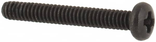Made in USA - #0-80 UNF, 7/16" Length Under Head Phillips Drive Machine Screw - Pan Head, Grade 18-8 Stainless Steel, Black Oxide Finish, Without Washer - Americas Industrial Supply