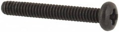 Made in USA - #0-80 UNF, 7/16" Length Under Head Phillips Drive Machine Screw - Pan Head, Grade 18-8 Stainless Steel, Black Oxide Finish, Without Washer - Americas Industrial Supply