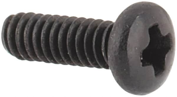 Made in USA - #0-80 UNF, 3/16" Length Under Head Phillips Drive Machine Screw - Pan Head, Grade 18-8 Stainless Steel, Black Oxide Finish, Without Washer - Americas Industrial Supply