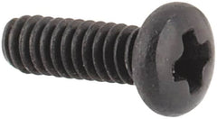 Made in USA - #0-80 UNF, 3/16" Length Under Head Phillips Drive Machine Screw - Pan Head, Grade 18-8 Stainless Steel, Black Oxide Finish, Without Washer - Americas Industrial Supply