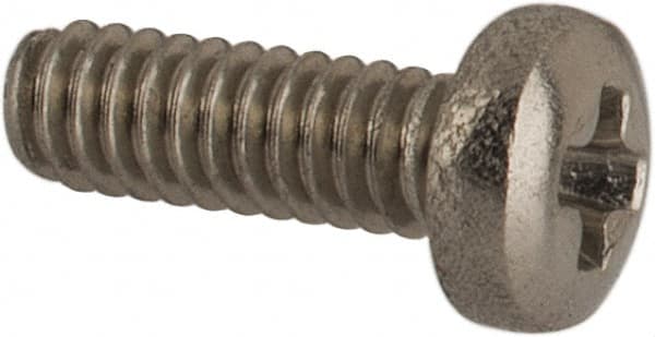Made in USA - #0-80 UNF, 3/16" Length Under Head Phillips Drive Machine Screw - Pan Head, Grade 18-8 Stainless Steel, Black Oxide Finish, Without Washer - Americas Industrial Supply