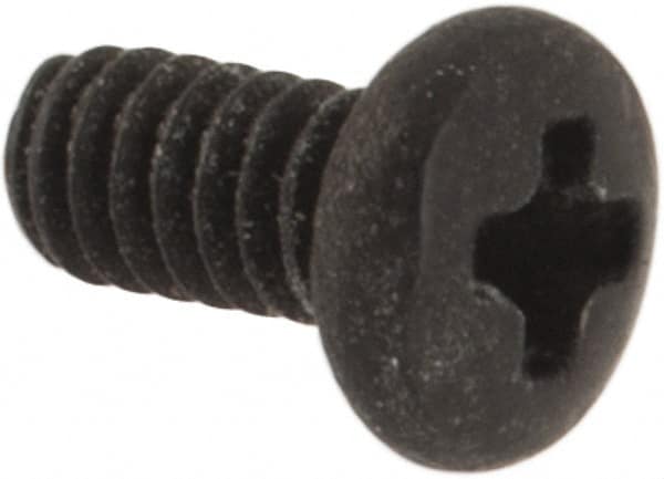 Made in USA - #0-80 UNF, 1/8" Length Under Head Phillips Drive Machine Screw - Pan Head, Grade 18-8 Stainless Steel, Black Oxide Finish, Without Washer - Americas Industrial Supply