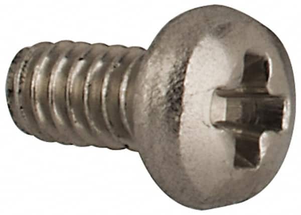 Made in USA - #0-80 UNF, 1/8" Length Under Head Phillips Drive Machine Screw - Pan Head, Grade 18-8 Stainless Steel, Without Washer - Americas Industrial Supply